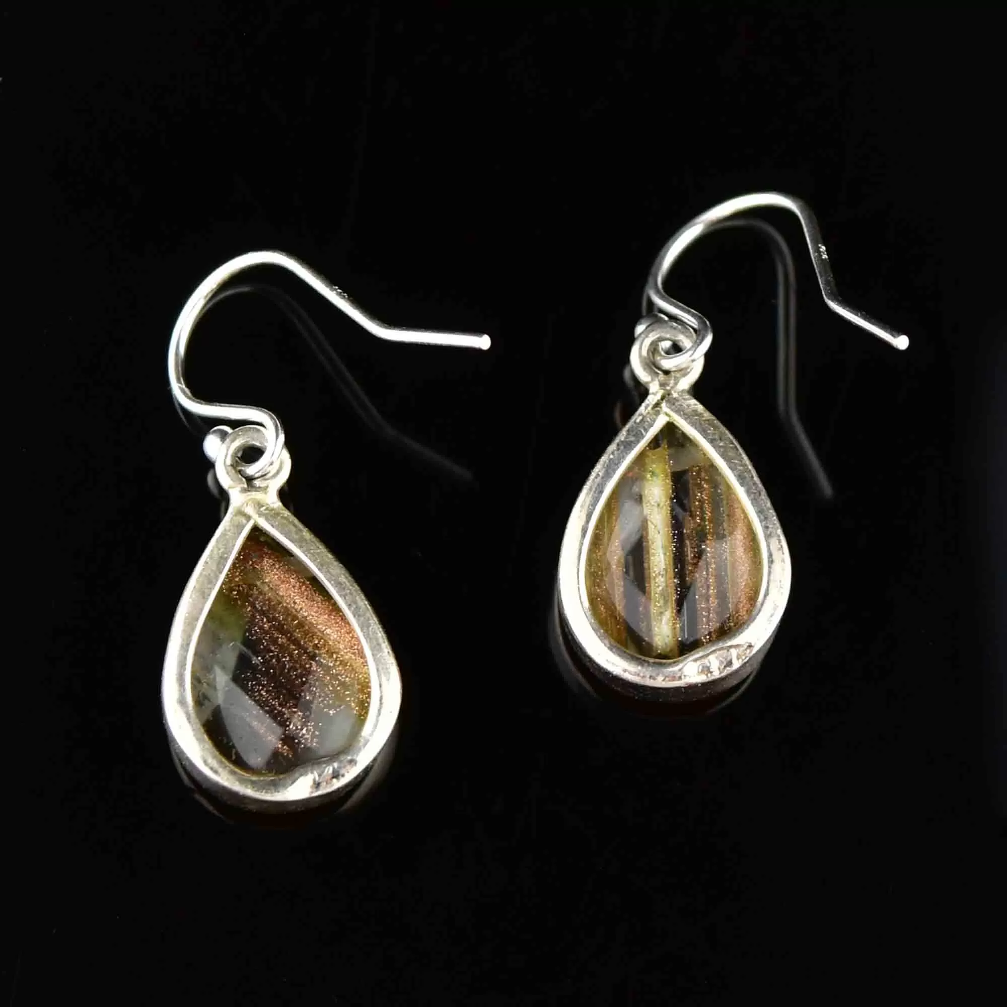 Silver Teardrop Rutilated Quartz Earrings