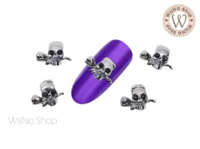 Skull with Rose Nail Metal Charm - 2 pcs