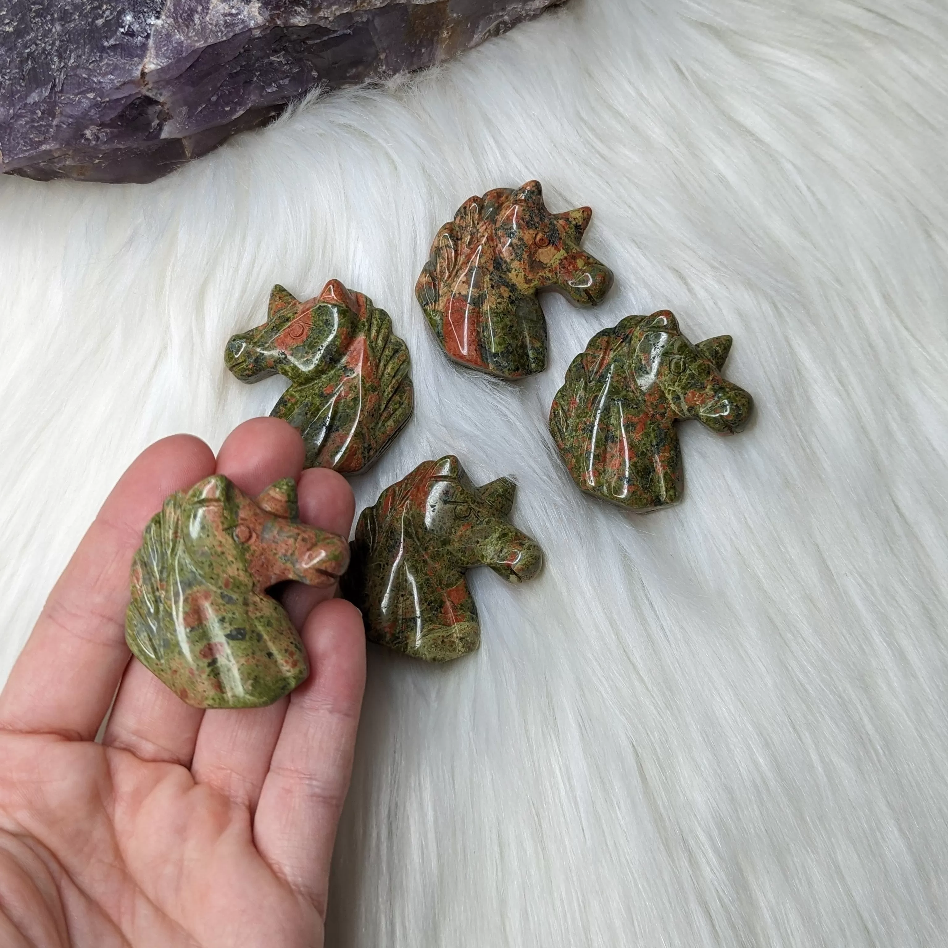 Small Unakite Unicorn Carving~ Magical Protective Energy