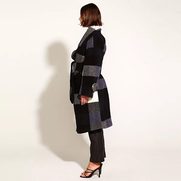 Stranger Oversized Coat - Navy Check