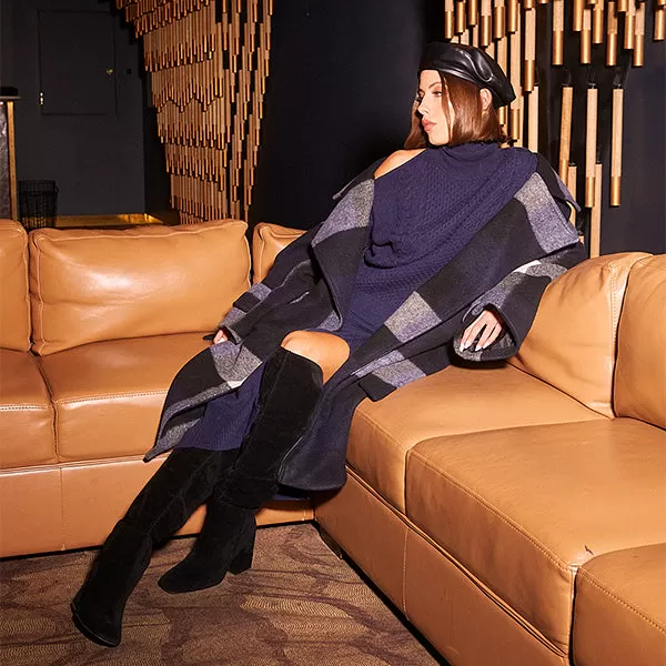 Stranger Oversized Coat - Navy Check