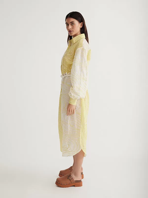 Surge Belted Shirt Dress in Zest