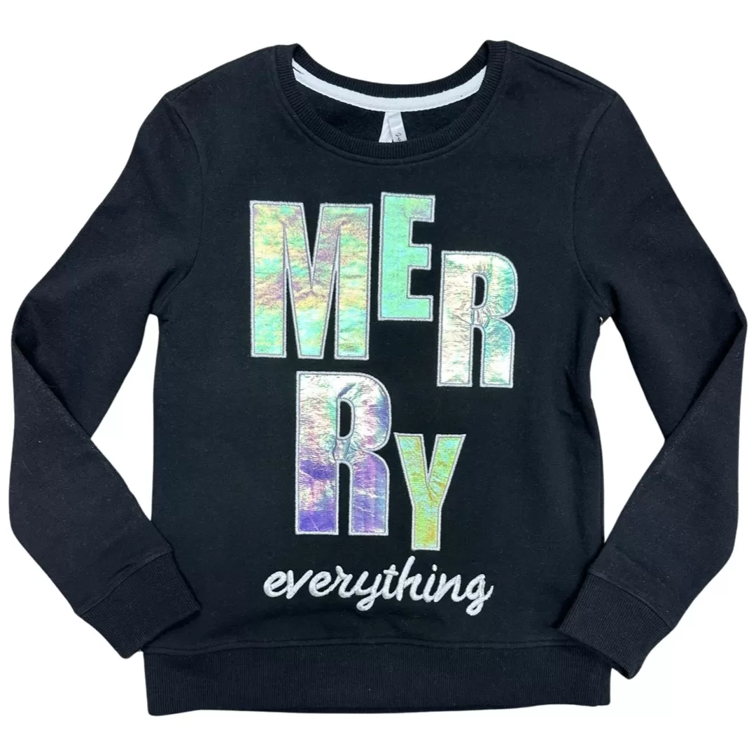 Sweet Soul Metallic Applique Merry Everything Black Sweatshirt