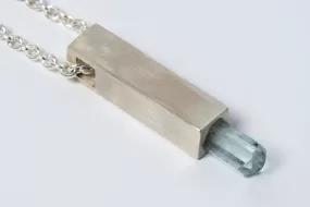 Talisman Cuboid Necklace (Aquamarine, MA AQU)