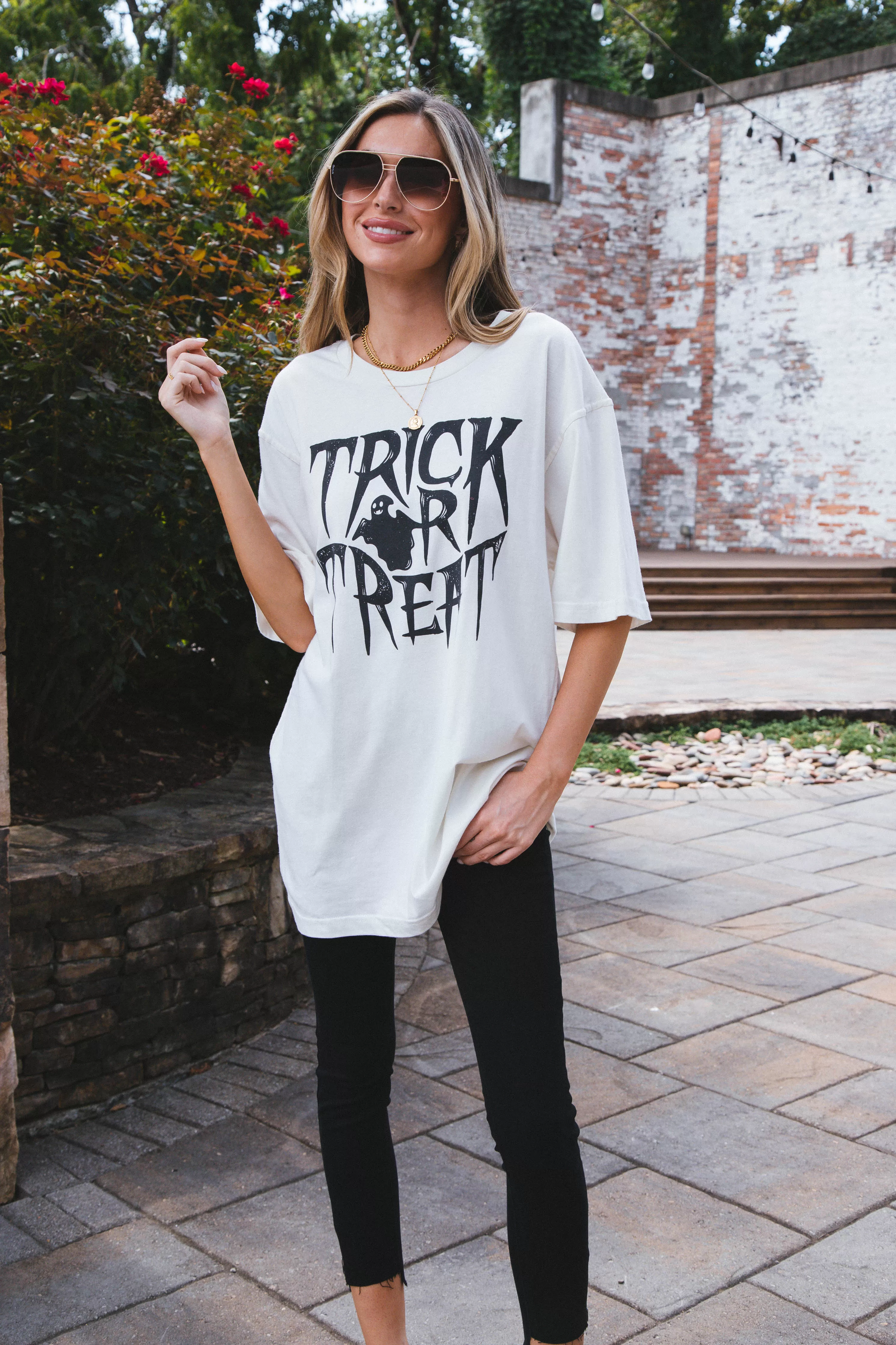 Trick Or Treat Graphic Tee, Vintage White