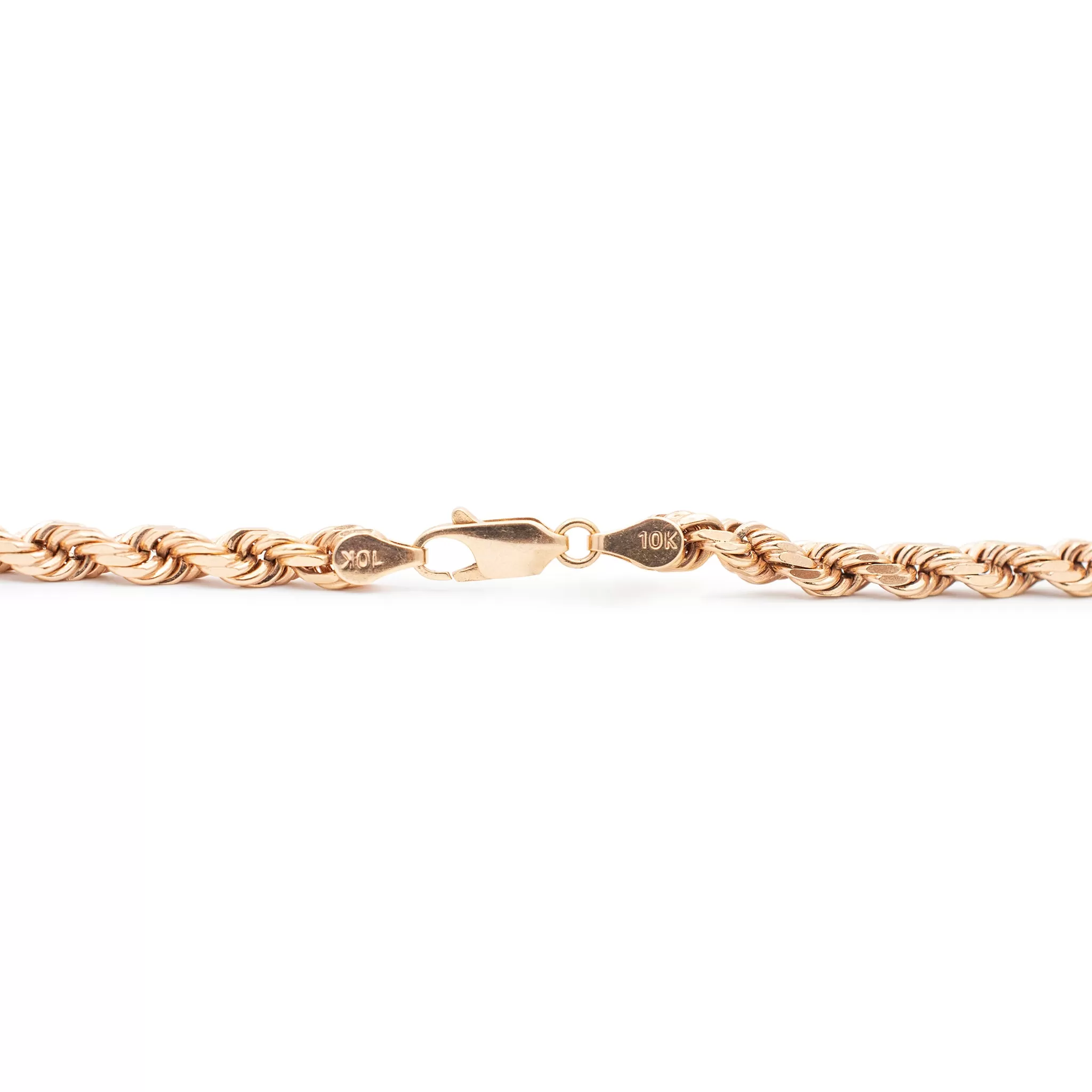 Unisex 10K Rose Gold Rope Link Chain Necklace