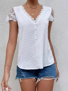 V-Neck Lace Women Blouse