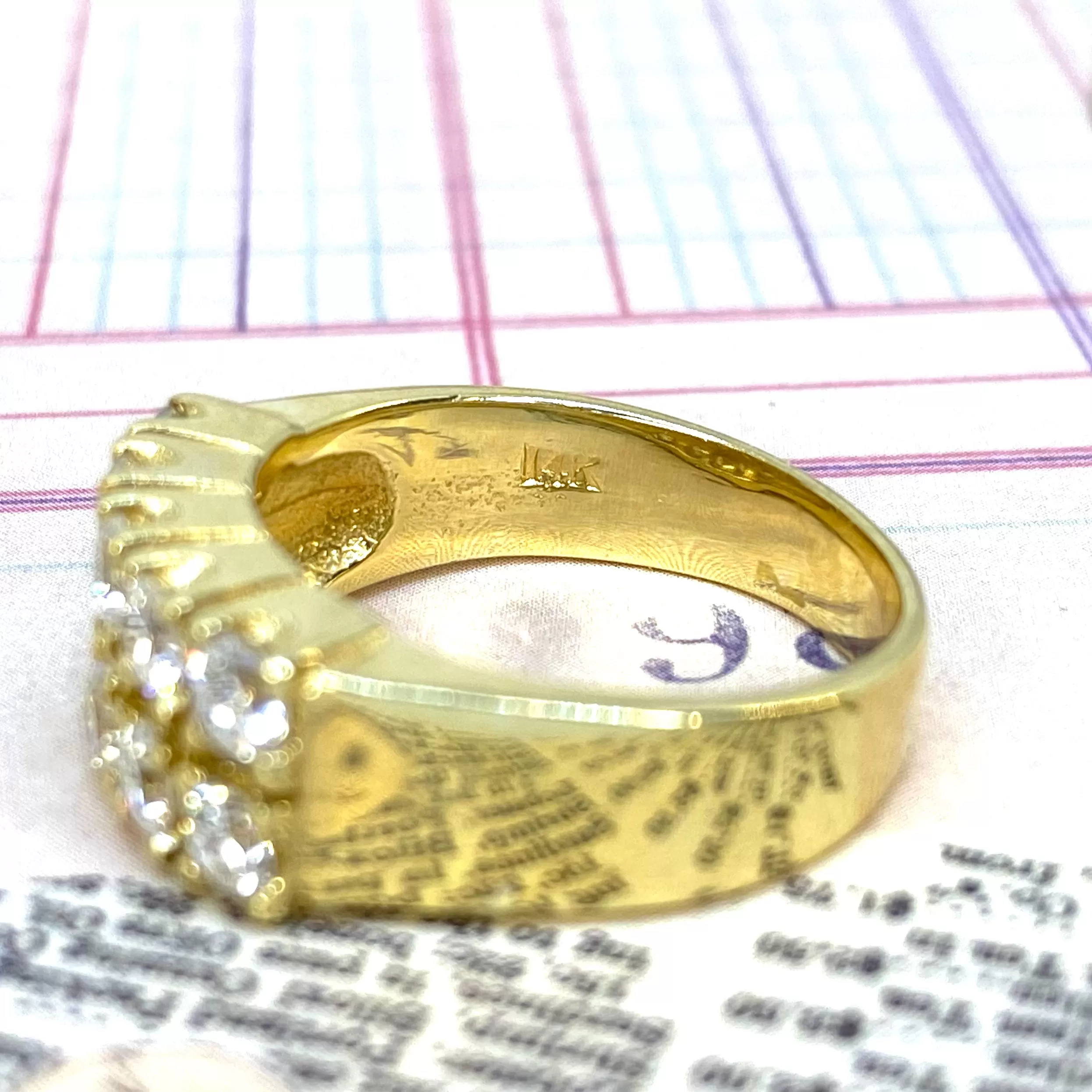 Vintage 14K Yellow Gold Double Row Diamond Band Ring