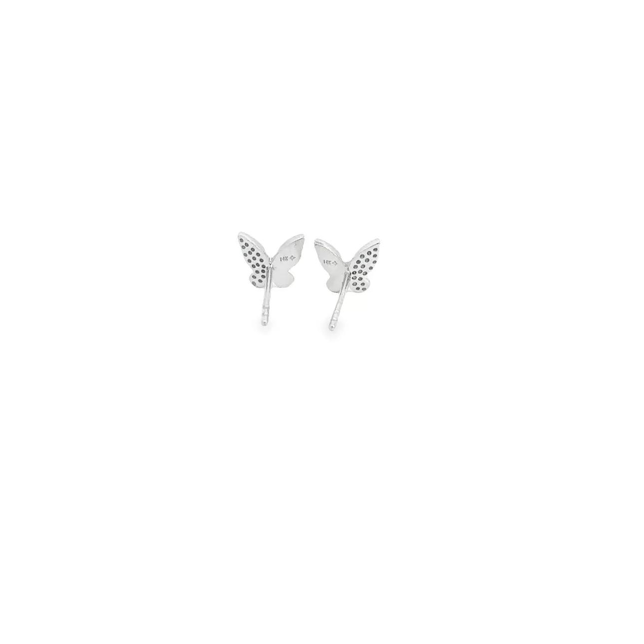 WD1232 14kt White Gold Pave Diamond Butterfly Stud