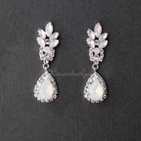 White and Pink Opal Crystal Earrings