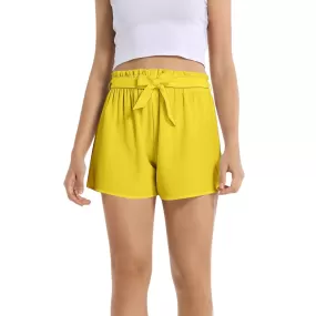 Yellow Print Women's Belted Short